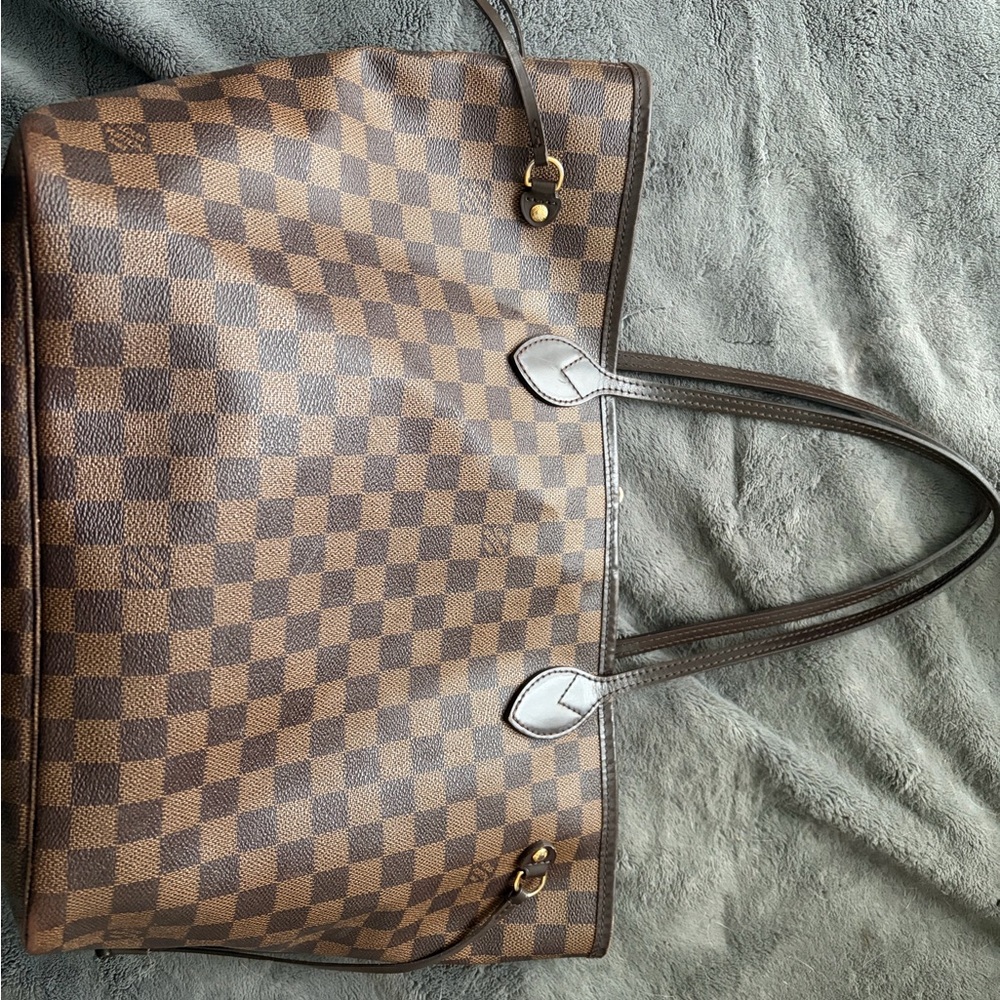 Brown Checkered Tote Handbag